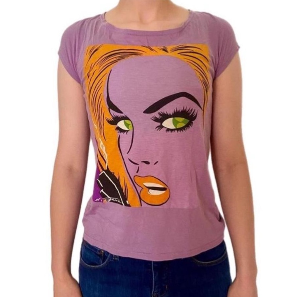 hysteric glamour purple backless graphic t shirt rare